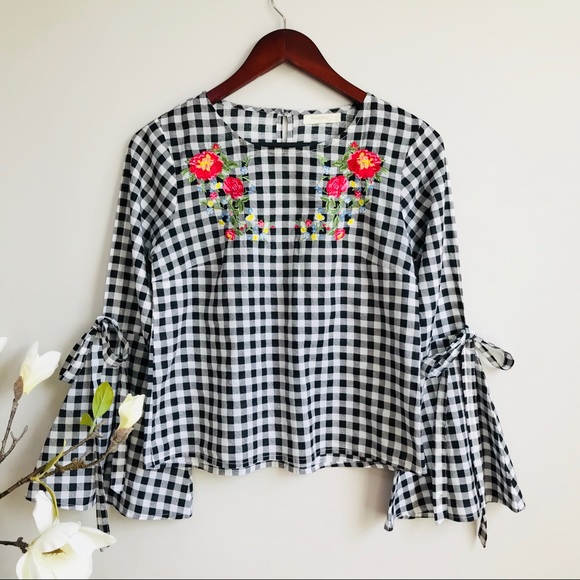 rebellion again Tops - 3/25$ Rebellion again gingham top with embroidery